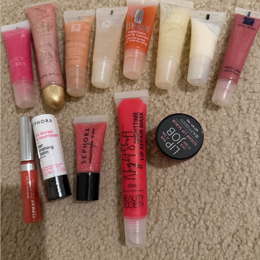 LOT 13 of Lancome Clinique estee ect Juicy Tubes Lip Gloss Set - Pink and Red